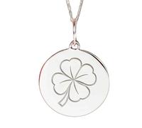 LKBEADS Collier pendentif trèfle à quatre feuilles | LK_NLC_02274 | gold plated round disc charm with 18 inch cable chain medical inspired jewelry gift for women men daily