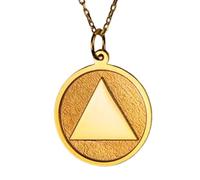 LKBEADS Collier pendentif triangle géométrique en relief, en argent sterling 925 plaqué or, chaîne câble de 45,7 cm (18 pouces), breloque ronde, bijou unisexe | LK_EMBO_00184
