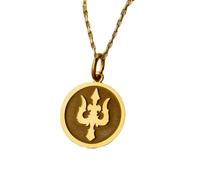 LKBEADS Collier pendentif trident gravé, 24 mm, chaîne câble de 45,7 cm | Argent sterling plaqué or | Bijou unisexe | LK_PNDN_1733