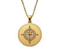 LKBEADS Collier pendentif Trident Yantra gravé, en argent sterling 925 plaqué or, avec chaîne câble de 45,7 cm (18 pouces). Bijou fait main pour homme et femme | LKD_EGP_00504