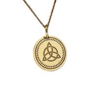 LKBEADS Collier pendentif Triquetra style celtique | LK_NLC_00227 | Collier plaqué or avec pendentif lune ronde céleste de 28 mm et chaîne maille forçat de 45 cm (18 pouces) cadeau