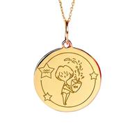 LKBEADS Collier pendentif Verseau en argent sterling 925 | LK_NLC_02101 | plated round medallion engraved fox animal charm with 18 inch cable chain wildlife symbol jewelry lucky