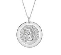 LKBEADS Collier pendentif Vierge en argent sterling 925 |LK_NLC_02490 | plated 24mm round celestial medallion necklace with 18 inch cable chain engraved magic fantasy coin