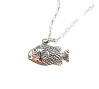 LKBEADS Collier poisson-globe en argent sterling 925, petit pendentif tropical, bijou de plage, snorkeling, aquarium, nature marine | avec chaîne de 45 cm | plaqué argent | L_PN_0596