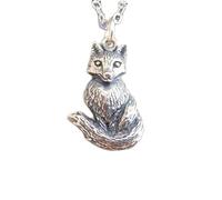 LKBEADS Collier renard assis en argent sterling 925. Animal spirituel réaliste. Pendentif symbole de puissance. Simple, force, adaptabilité, esprit vif, charme, cadeau | Avec chaîne de 45 cm | Plaqué