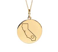 LKBEADS Collier représentant l'État de Californie | LK_NLC_02017 | gold plated round horoscope coin pendant 24 mm with 18 inch cable chain astrology celestial jewelry gift