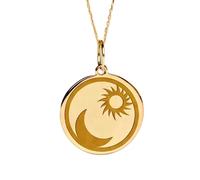 LKBEADS Collier rond plaqué or motif soleil et lune | LK_NLC_02021 | plated rectangle mythical creature pendant 30 x 19 mm with 18 inch cable chain symbol of strength courage