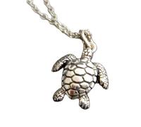 LKBEADS Collier tortue de mer en argent sterling 925. Petit pendentif marin. Animal marin menacé. Bijou de plage. Breloque nature | Avec chaîne de 45 cm | Plaqué argent | L_PN_0574