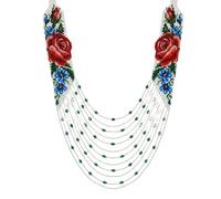 LKBEADS Collier ukrainien Gerdan à fleurs de rose, perles de rocaille, bijou traditionnel multicolore fait main | LK_UKRN_0150