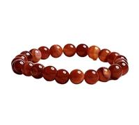 LKBEADS Cornaline naturelle 8 mm | Pierre ronde à facettes lisses | Pierre orange | Bracelet élastique énergétique | Bracelet de courage | Bijou fait main | LK_WOSB_00002_6.5