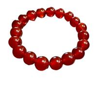 LKBEADS Cornaline naturelle 8 mm | Pierre ronde à facettes lisses | Pierre rouge | Bracelet élastique énergétique | Bracelet de courage | Bijou fait main | LK_WOSB_00141_6.5