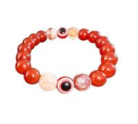 LKBEADS Cornaline naturelle et quartz de feu, pierre précieuse 8 mm | Forme ronde, taille lisse | Pierre multicolore | Bracelet élastique | Bijou fait main | LK_WOSB_00183_6.5