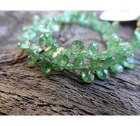 LKBEADS Dainty Sparkling Verdant Emerald Green Tanzanian Tsavorite Garnet | Faceted Flat Pear Briolettes | 4-6x3-4mm | Sold in Sets of 8 Briolettes