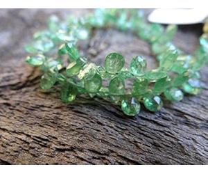 LKBEADS Dainty Sparkling Verdant Emerald Green Tanzanian Tsavorite Garnet | Faceted Flat Pear Briolettes | 4-6x3-4mm | Sold in Sets of 8 Briolettes