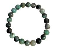 LKBEADS Émeraude naturelle 8 mm | Pierre ronde à taille lisse | Pierre multicolore | Bracelet élastique énergétique | Bracelet de guérison | Bijou fait main | LK_WOSB_00806_8