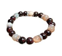 LKBEADS Grenat naturel et pierre de lune 8 mm | Pierre ronde à taille lisse | Pierre multicolore | Bracelet élastique énergétique | Bracelet de guérison | Bijou fait main | LK_WOSB_00222_7