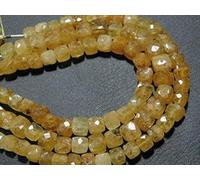 LKBEADS Heliodor Faceted Cube Briolette- 8"Strand -Stones measure- 7-8mm