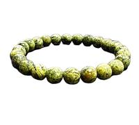 LKBEADS Jaspe naturel vert peau de serpent 8 mm | Pierre ronde à taille lisse | Pierre verte | Bracelet élastique énergétique | Bracelet de guérison | Bijou fait main | LK_WOSB_00203_7.5