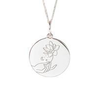 LKBEADS Main tenant une fleur de lotus et une lune | LK_NLC_02278 | plated 24mm round disc celestial planet sun orbit charm necklace with 18 inch cable chain minimalist