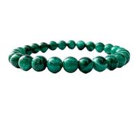 LKBEADS Malachite naturelle 8 mm | Pierre ronde à taille lisse | Pierre verte | Bracelet élastique énergétique | Bracelet de guérison | Bijou fait main | LK_WOSB_00682_6.5