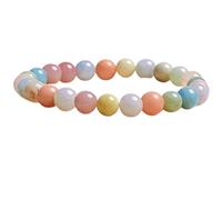 LKBEADS Morganite naturelle 8 mm | Pierre ronde à taille lisse | Pierre multicolore | Bracelet extensible « amour » | Bracelet de compassion | Bijou fait main | LK_WOSB_00017_8