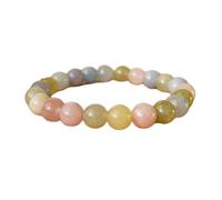 LKBEADS Morganite naturelle 8 mm | Pierre ronde à taille lisse | Pierre multicolore | Bracelet extensible « amour » | Bracelet de compassion | Bijou fait main | LK_WOSB_00107_8