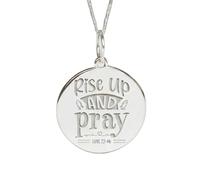 LKBEADS Pendentif avec verset biblique « Lève-toi et prie » | LK_NLC_02310 | plated round medallion ocean shell charm with 18 inch cable chain coastal beach inspired jewelry gift