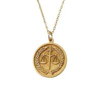 LKBEADS Pendentif Balance de la Justice plaqué or | LK_NLC_01520 | Collier avec médaillon rond de 22 mm représentant l'épée de la justice et symbole d'équilibre et d'inspiration de la loi.