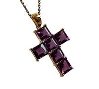 LKBEADS Pendentif carré facetté en améthyste naturelle violette de 22 x 12 mm, collier en argent sterling 925 avec chaîne de 45 cm, pour la paix, la guérison spirituelle et le soulagement du stress,