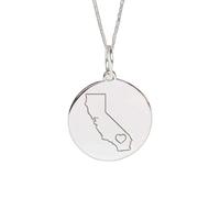 LKBEADS Pendentif cœur de l'État de Californie | LK_NLC_02245 | plated round cutout disc pendant 24mm 1.5mm thick with 18 inch cable chain symbol of rebirth strength