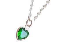 LKBEADS Pendentif cœur facetté en émeraude naturelle verte de 5 mm, collier en argent sterling 925 avec chaîne de 45 cm, cadeau de guérison pour le chakra du cœur, la sagesse, l'amour et l'harmonie |