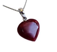 LKBEADS Pendentif cœur facetté en rubis naturel rouge 15 x 15 mm, collier en argent sterling 925 avec chaîne câble de 45 cm, amour, passion, énergie, force, vitalité, cadeau pour femme | gmpd_0356