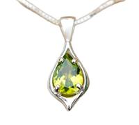 LKBEADS Pendentif en argent sterling 925 avec péridot naturel 10 x 7 mm, forme poire, vert facetté, chaîne de 45 cm, abondance, renouvellement, énergie positive, guérison du cœur, cadeau | gmpd_0054