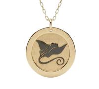 LKBEADS Pendentif en argent sterling 925 signe du Capricorne | LK_NLC_02483 | plated 24mm round animal medallion necklace with 18 inch cable chain engraved wild wolf coin pendant