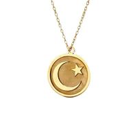 LKBEADS Pendentif en forme de croissant de lune et d'étoile | LK_NLC_01346 | force du soleil intelligence esprit du soleil Halloween divination mysticisme spiritualité avec chaîne de 45 cm