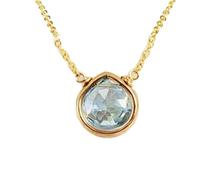 LKBEADS Pendentif en forme de poire facettée en aigue-marine naturelle verte de 13 x 9 mm, collier en argent sterling 925 avec chaîne de 45 cm, apaisement, courage, chakra de la gorge, communication,