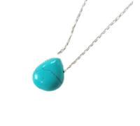 LKBEADS Pendentif en forme de poire turquoise naturelle 12 x 12 mm, collier en argent sterling 925 avec chaîne de 45 cm, protection, guérison, bonne chance, communication, cadeau | gmpd_0107