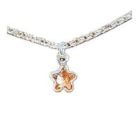 LKBEADS Pendentif étoile facetté orange en topaze naturelle de 5 mm, collier étoile en argent sterling 925 avec chaîne câble de 45 cm, clarté, concentration, succès, prospérité, cadeau pour femmes et