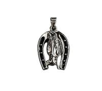 LKBEADS Pendentif fer à cheval en acier inoxydable 38,25 mm, plaqué argent, collier sans chaîne, fait main pour hommes et femmes, symbole de pouvoir, bijou significatif | LK_SSP_0158