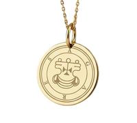 LKBEADS Pendentif Haagenti en argent sterling 925 plaqué or | LK_NLC_00645 | Pendentif rond gravé plaqué or avec chaîne câble de 45 cm (18 pouces) bijou symbole céleste de 22 à 24 mm cadeau pour
