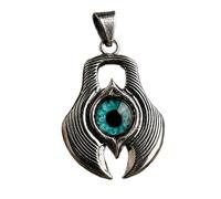 LKBEADS Pendentif œil protecteur en acier inoxydable 44 x 33 mm, plaqué argent, collier sans chaîne, fait main pour hommes et femmes, symbole de pouvoir, bijou symbolique | LK_SSP_0101