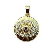 LKBEADS Pendentif œil protecteur | Pierre de zircone cubique en acier inoxydable | Plaqué or, 19 x 19 mm | Bijou de protection unisexe, porte-bonheur | LK_CHP_0023_W