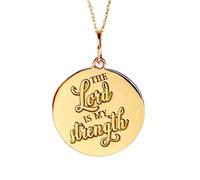 LKBEADS Pendentif « Le Seigneur est ma force » | LK_NLC_02028 | wisdom symbol pendant 30 x 19 mm rectangle engraved charm with 18 inch cable chain meaningful spiritual