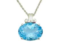 LKBEADS Pendentif ovale à facettes en topaze bleue naturelle 18 x 13 mm, collier ovale en argent sterling 925 avec chaîne de 45 cm, bijoux spirituels et énergétiques de guérison, cadeau pour femme |