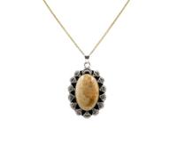LKBEADS Pendentif ovale en jaspe serpent naturel, argent sterling 925, avec chaîne forçat, bijou fait main, protection et ancrage énergétique | LK_SGMP_0017