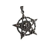LKBEADS Pendentif pentagramme tête de mort en acier inoxydable 38 x 38 mm, plaqué oxydé, collier sans chaîne, fait main pour hommes et femmes, symbole de pouvoir, bijou symbolique | LK_SSP_0134
