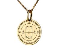 LKBEADS Pendentif plaqué or avec symbole d'Amon | LK_NLC_00644 | Collier avec médaillon de sceau occulte gravé de 24 mm et chaîne câble de 45 cm symbole de protection spirituelle.