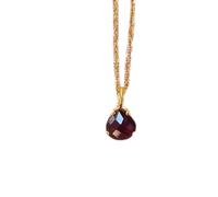 LKBEADS Pendentif poire facetté en grenat naturel 10 x 10 mm, rouge, argent sterling 925, chaîne de 45 cm, énergie, passion, protection, chakra racine, cadeau pour femme | gmpd_0135