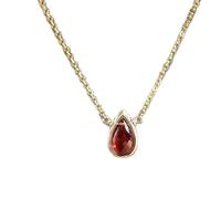 LKBEADS Pendentif poire facetté en grenat naturel rouge 8 x 5 mm, collier en argent sterling 925 avec chaîne câble de 45 cm, énergie, passion, protection, chakra racine, cadeau pour femme &|gmpd_0472