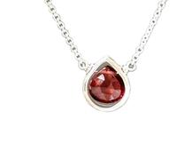 LKBEADS Pendentif poire facetté en grenat naturel rouge 9 x 6 mm, collier en argent sterling 925 avec chaîne câble de 45 cm, énergie, passion, protection, chakra racine, cadeau pour femme &|gmpd_0490